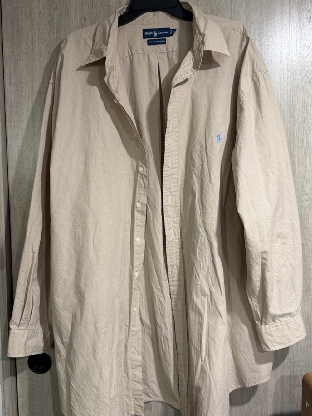 Ralph Lauren Men’s Beige Lightweight Shirt Jacket with Polo Embroidery